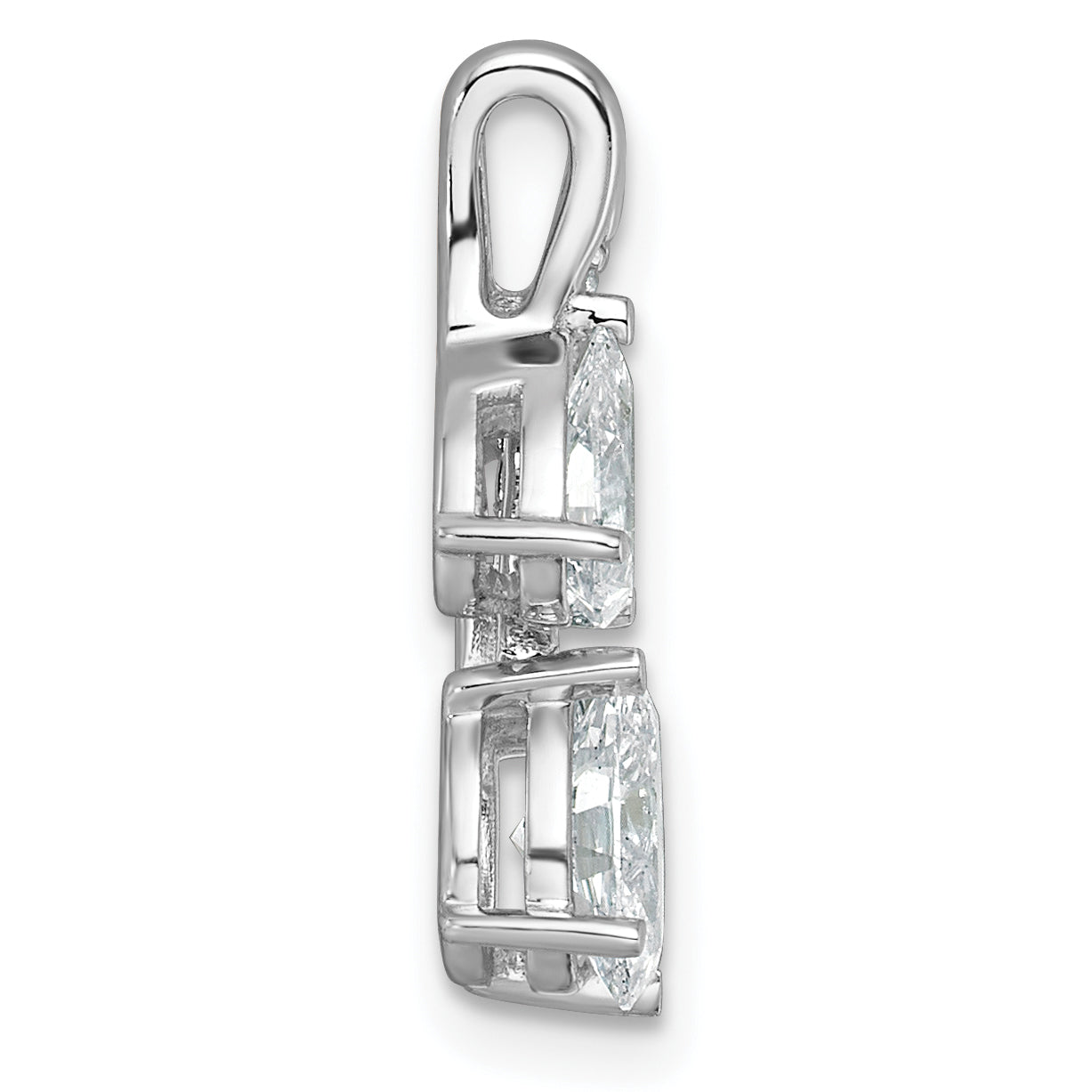 14k White Gold 7/8 carat Lab Grown Diamond VS/SI+ G+ Oval and Pear Complete 18 inch Two Stone Pendant Necklace
