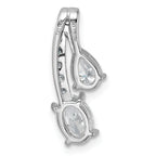 14k White Gold 7/8 carat Lab Grown Diamond VS/SI+ G+ Oval and Pear Complete 18 inch Two Stone Pendant Necklace