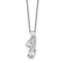 14k White Gold 7/8 carat Lab Grown Diamond VS/SI+ G+ Oval and Pear Complete 18 inch Two Stone Pendant Necklace