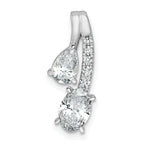 14k White Gold 7/8 carat Lab Grown Diamond VS/SI+ G+ Oval and Pear Complete 18 inch Two Stone Pendant Necklace