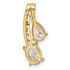 14k 7/8 carat Lab Grown Diamond VS/SI+ G+ Oval and Pear Complete 18 inch Two Stone Pendant Necklace