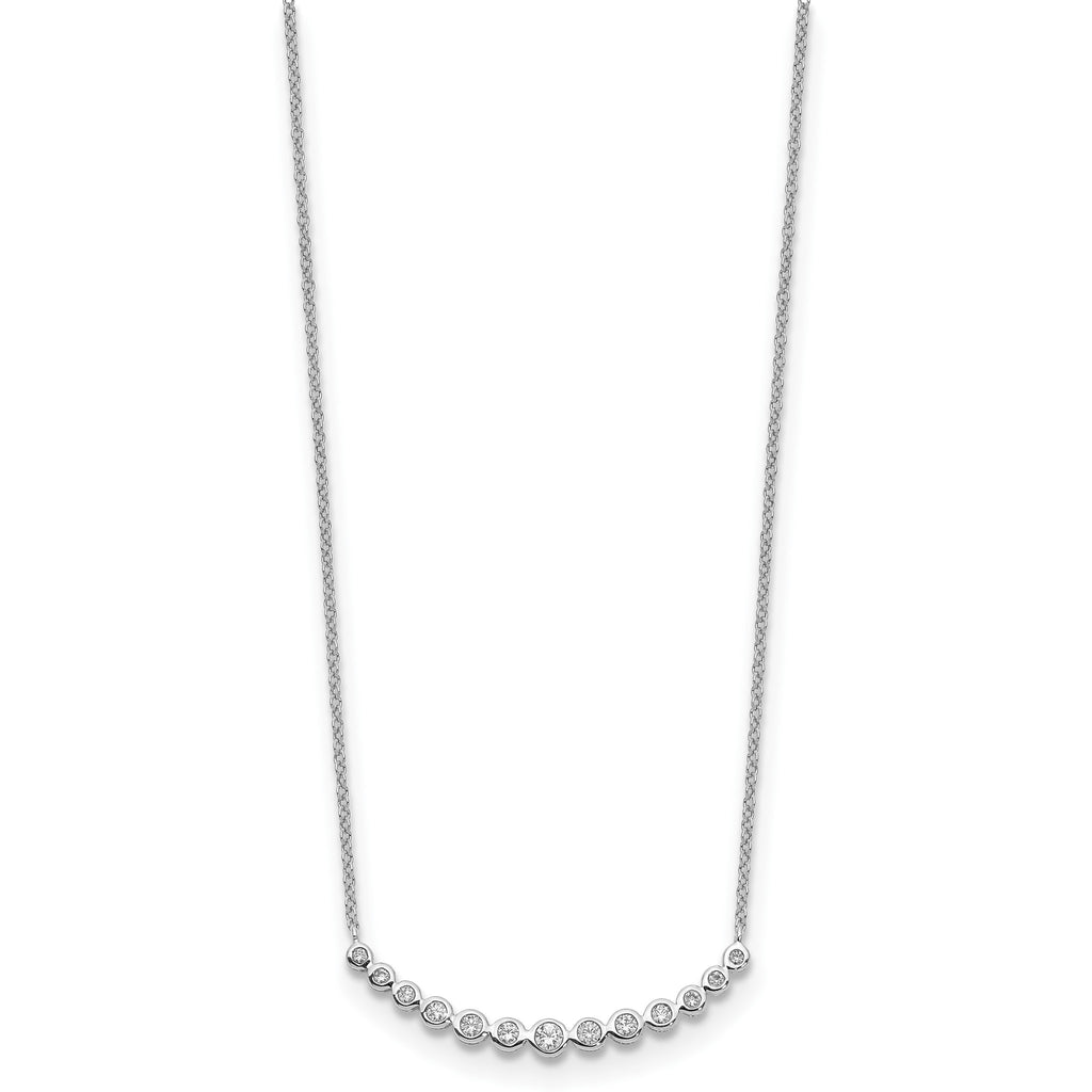 Lab-Grown Diamond Curved Bar Necklace in 14K White Gold (1/4 ct. tw.), 18 Inch - Sophia Jewelers