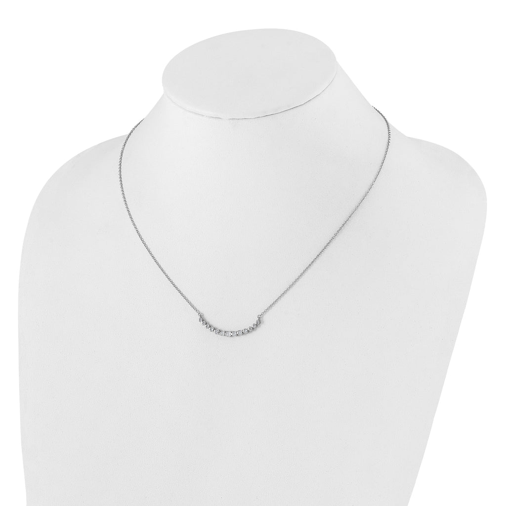 Lab-Grown Diamond Curved Bar Necklace in 14K White Gold (1/4 ct. tw.), 18 Inch - Sophia Jewelers