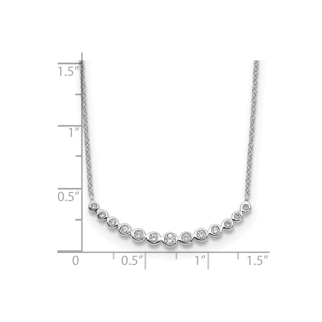 Lab-Grown Diamond Curved Bar Necklace in 14K White Gold (1/4 ct. tw.), 18 Inch - Sophia Jewelers