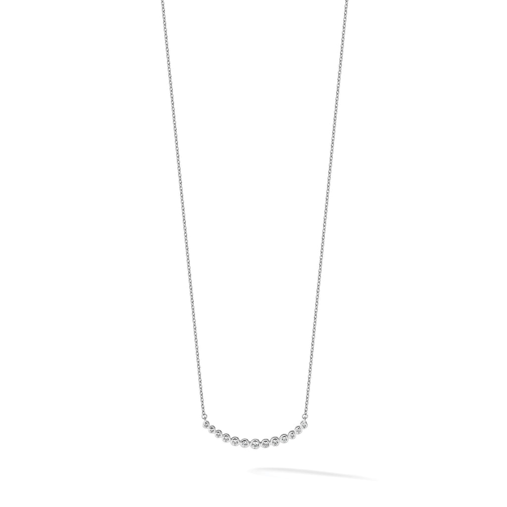 Lab-Grown Diamond Curved Bar Necklace in 14K White Gold (1/4 ct. tw.), 18 Inch - Sophia Jewelers