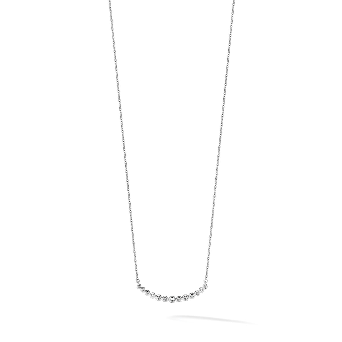 Lab-Grown Diamond Curved Bar Necklace in 14K White Gold (1/4 ct. tw.), 18 Inch - Sophia Jewelers