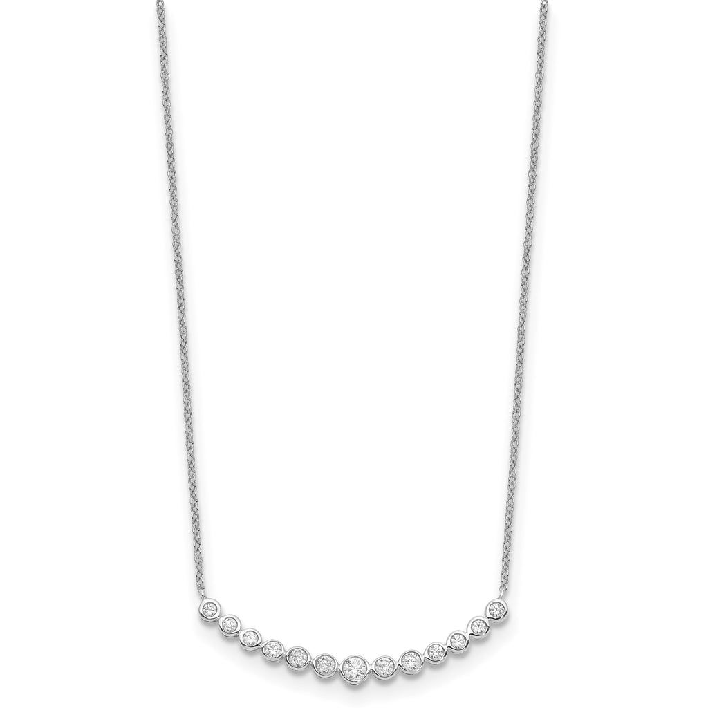 Lab-Grown Diamond Curved Bar Necklace in 14K White Gold (1/2 ct. tw.), 18 Inch - Sophia Jewelers