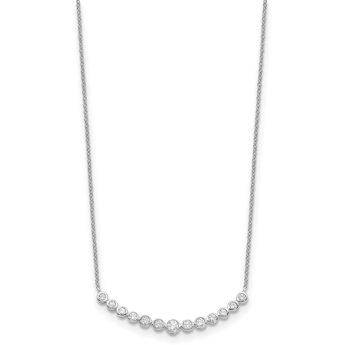 Lab-Grown Diamond Curved Bar Necklace in 14K White Gold (1/2 ct. tw.), 18 Inch - Sophia Jewelers