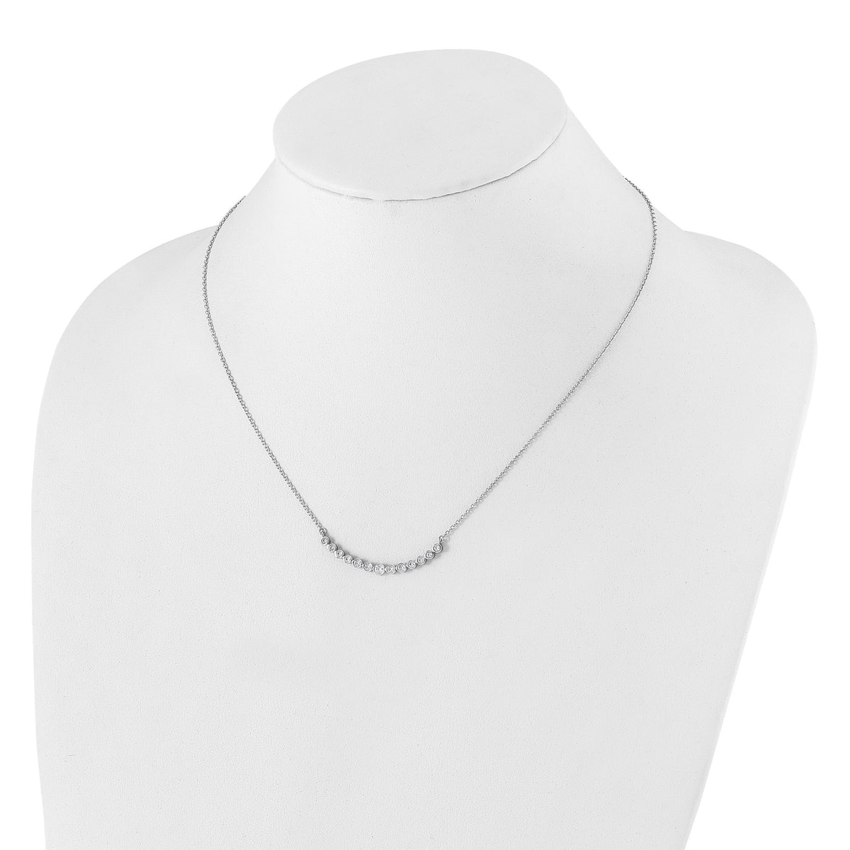 Lab-Grown Diamond Curved Bar Necklace in 14K White Gold (1/2 ct. tw.), 18 Inch - Sophia Jewelers