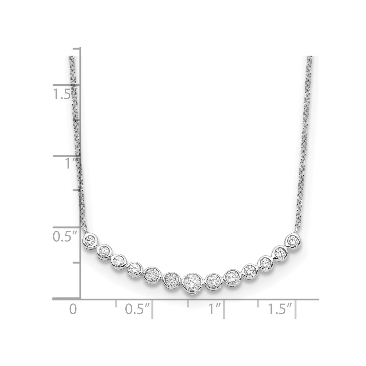 Lab-Grown Diamond Curved Bar Necklace in 14K White Gold (1/2 ct. tw.), 18 Inch - Sophia Jewelers