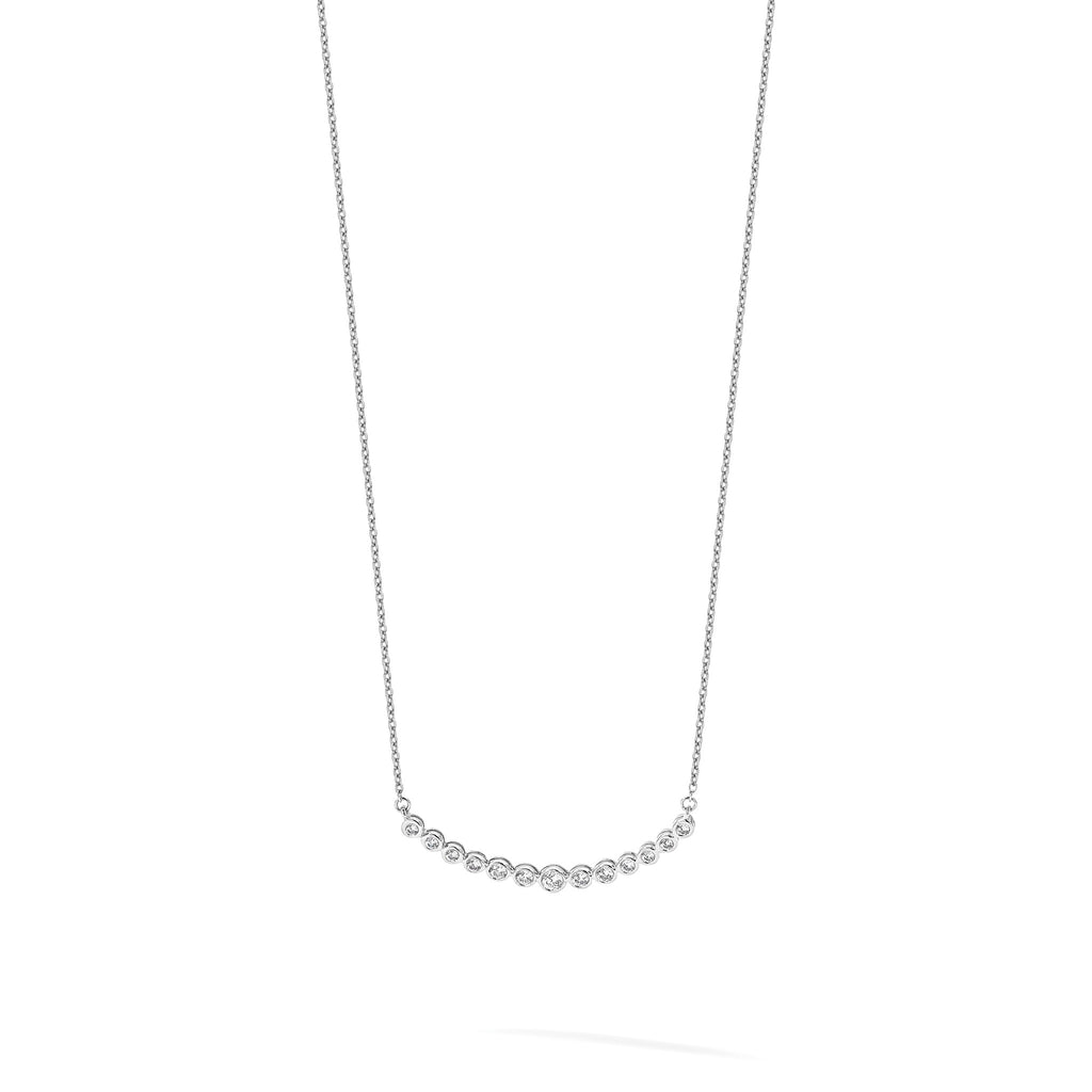 Lab-Grown Diamond Curved Bar Necklace in 14K White Gold (1/2 ct. tw.), 18 Inch - Sophia Jewelers