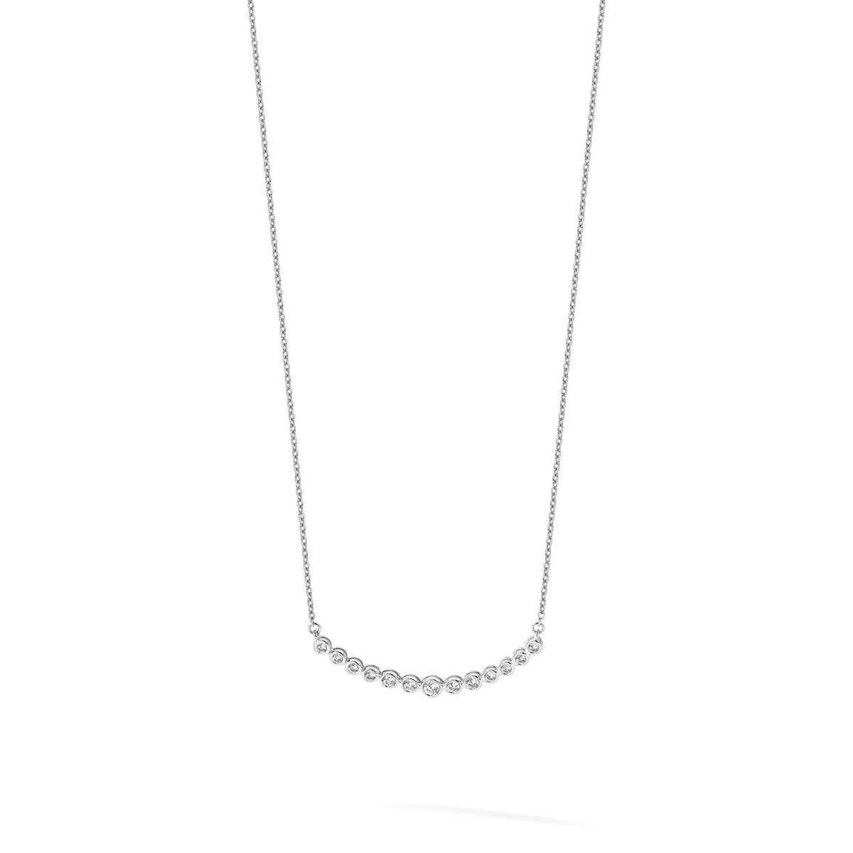 Lab-Grown Diamond Curved Bar Necklace in 14K White Gold (1/2 ct. tw.), 18 Inch - Sophia Jewelers