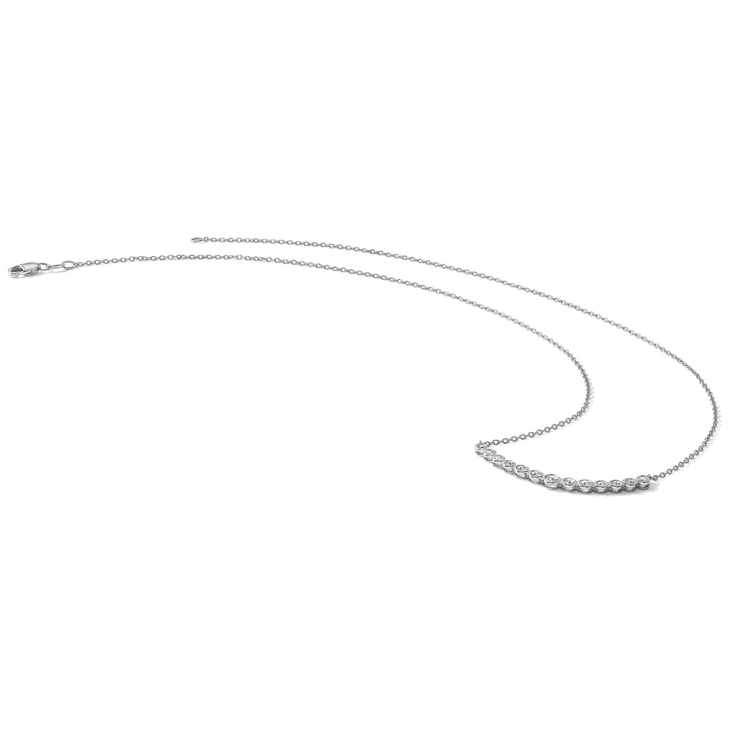 Lab-Grown Diamond Curved Bar Necklace in 14K White Gold (1/2 ct. tw.), 18 Inch - Sophia Jewelers
