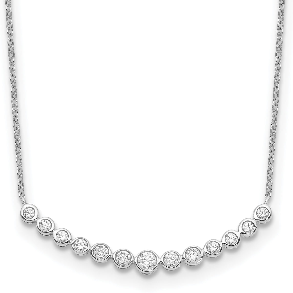 Lab-Grown Diamond Curved Bar Necklace in 14K White Gold (1/2 ct. tw.), 18 Inch - Sophia Jewelers Main image