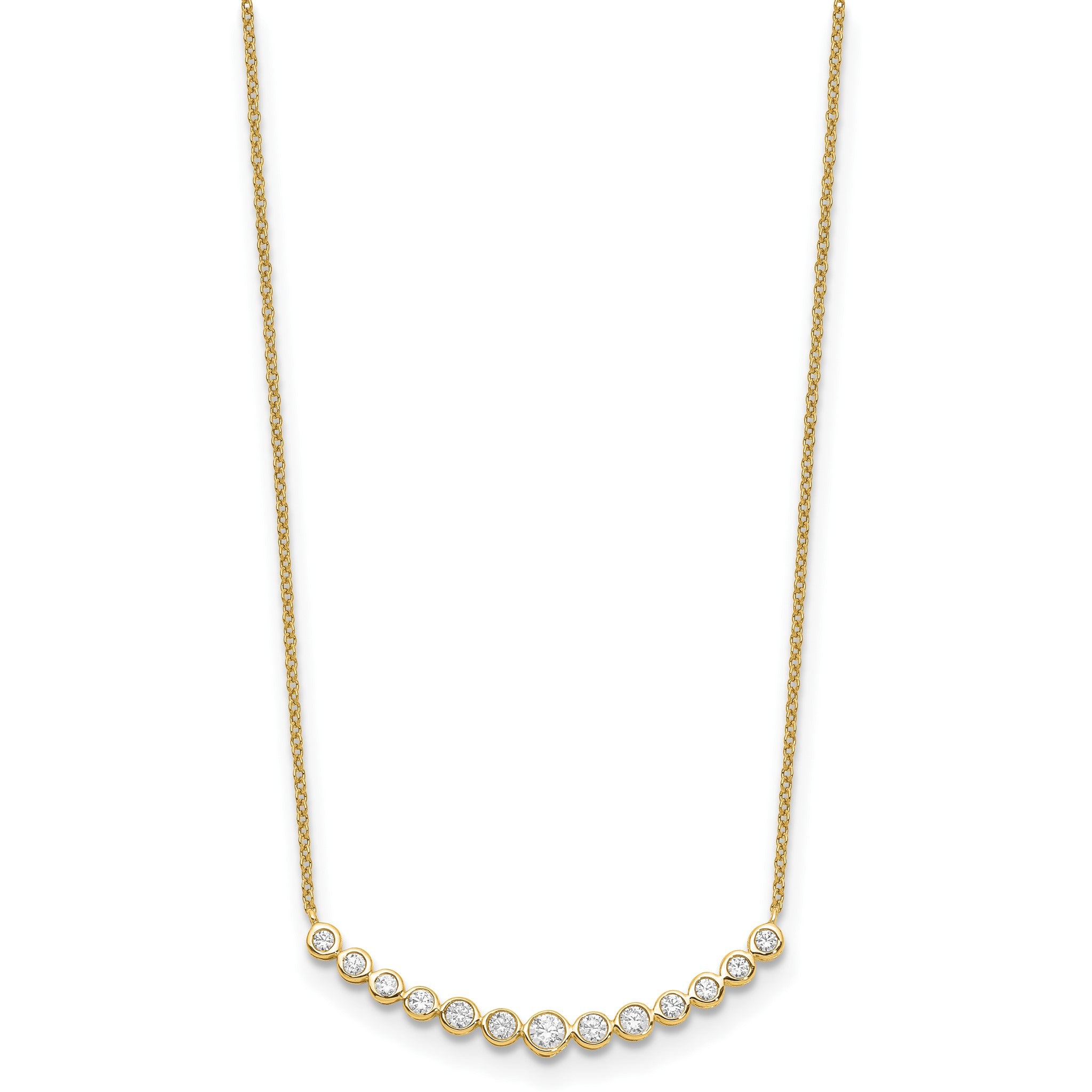 Lab-Grown Diamond Curved Bar Necklace in 14K Yellow Gold (1/2 ct. tw.), 18 Inch Secondary image