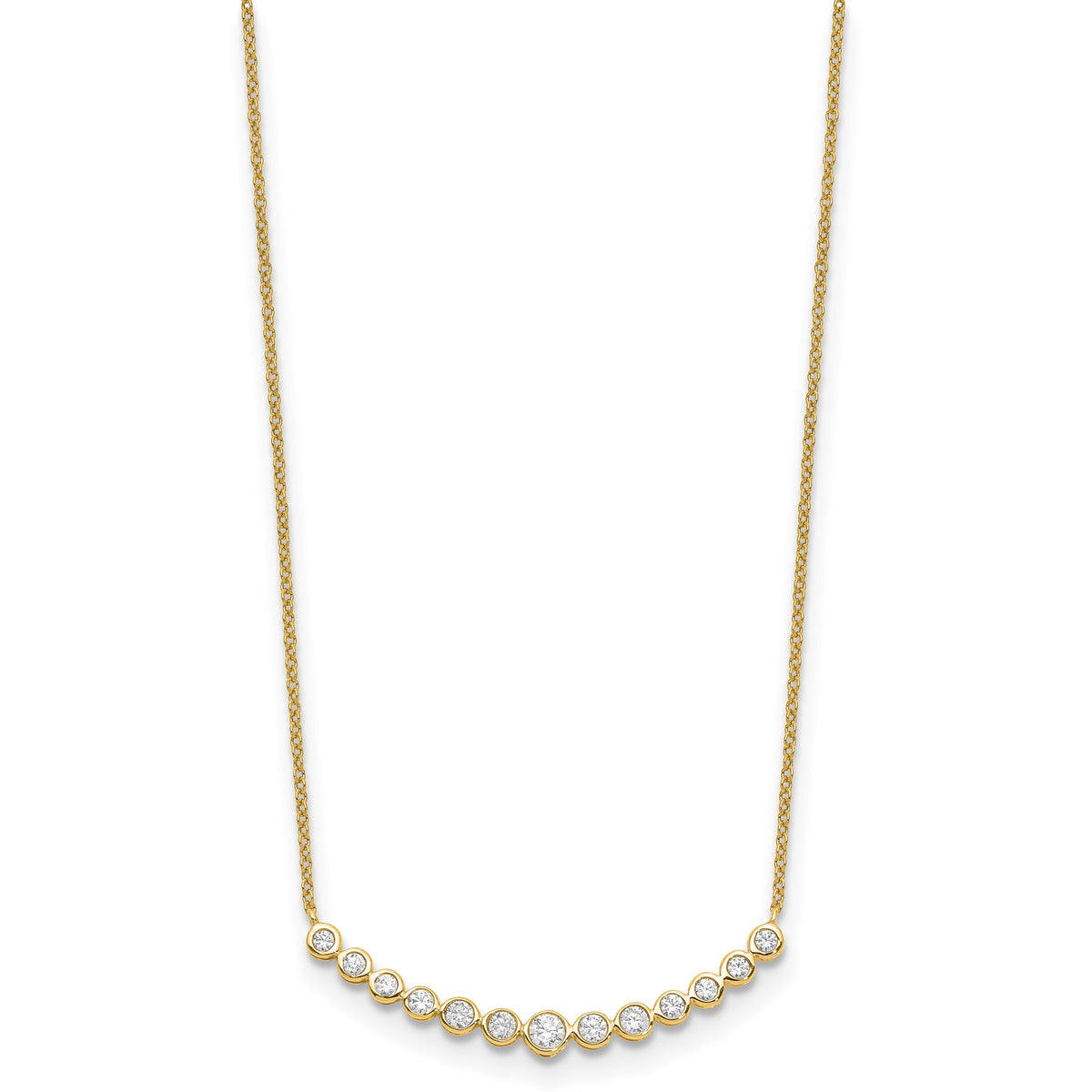 Lab-Grown Diamond Curved Bar Necklace in 14K Yellow Gold (1/2 ct. tw.), 18 Inch - Sophia Jewelers