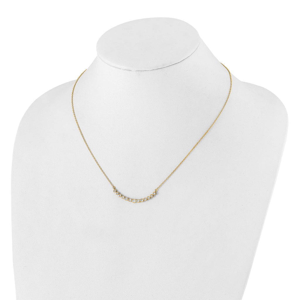 Lab-Grown Diamond Curved Bar Necklace in 14K Yellow Gold (1/2 ct. tw.), 18 Inch - Sophia Jewelers