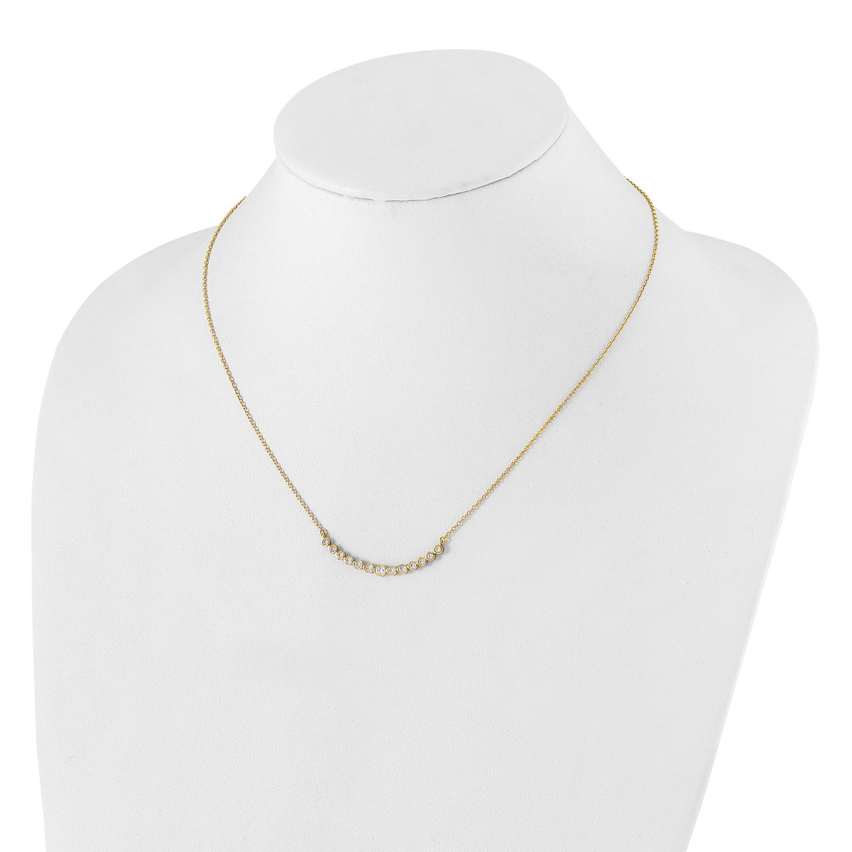 Lab-Grown Diamond Curved Bar Necklace in 14K Yellow Gold (1/2 ct. tw.), 18 Inch - Sophia Jewelers