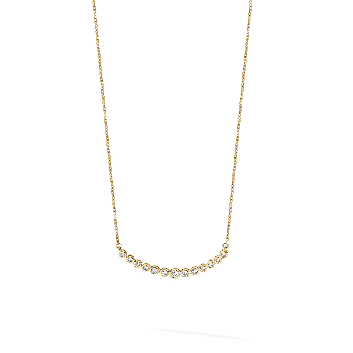 Lab-Grown Diamond Curved Bar Necklace in 14K Yellow Gold (1/2 ct. tw.), 18 Inch - Sophia Jewelers
