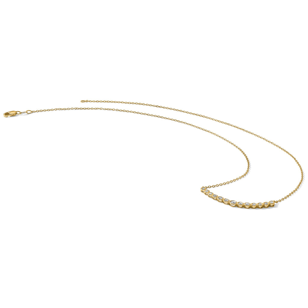Lab-Grown Diamond Curved Bar Necklace in 14K Yellow Gold (1/2 ct. tw.), 18 Inch - Sophia Jewelers