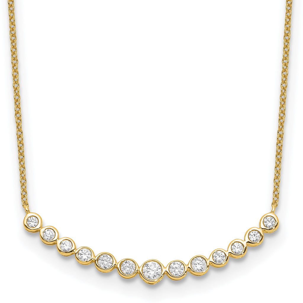 Lab-Grown Diamond Curved Bar Necklace in 14K Yellow Gold (1/2 ct. tw.), 18 Inch - Sophia Jewelers