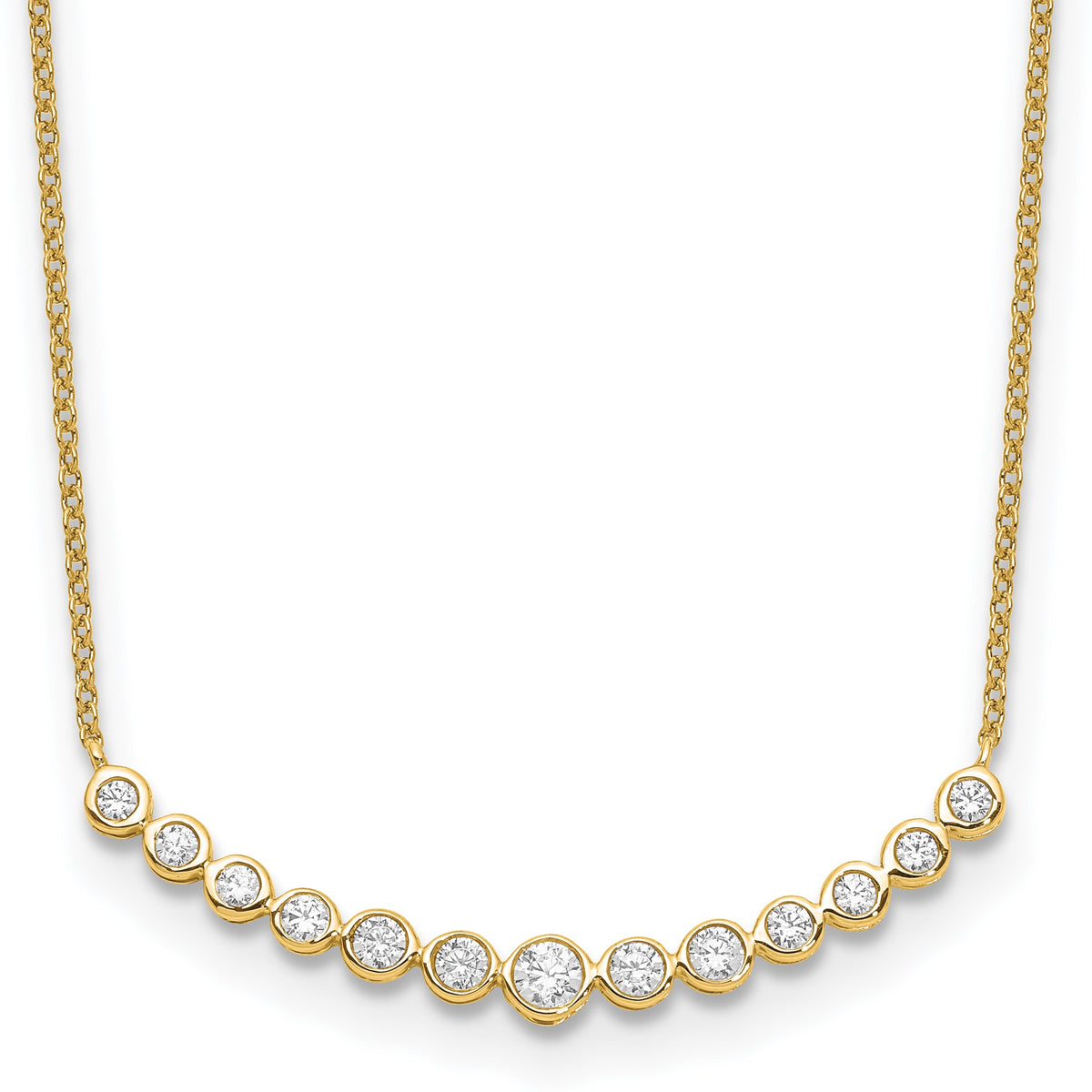 Lab-Grown Diamond Curved Bar Necklace in 14K Yellow Gold (1/2 ct. tw.), 18 Inch - Sophia Jewelers
