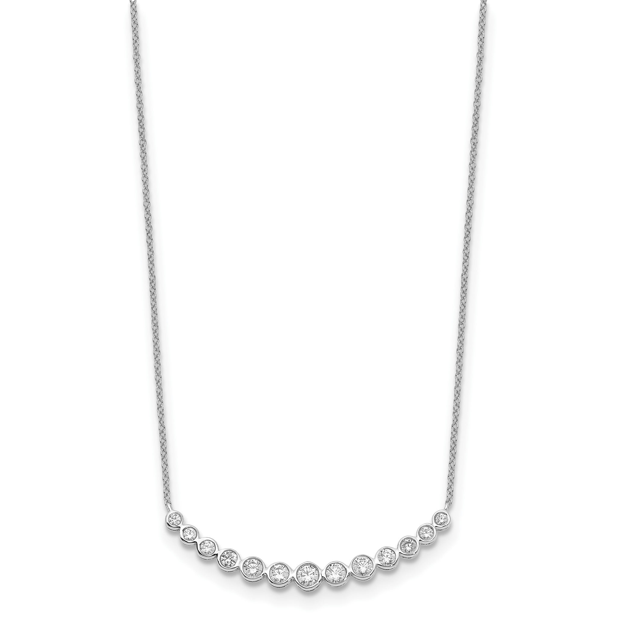 Lab-Grown Diamond Curved Bar Necklace in 14K White Gold (3/4 ct. tw.), 18 Inch Secondary image