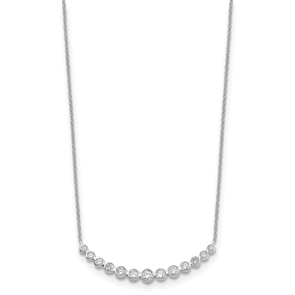 Lab-Grown Diamond Curved Bar Necklace in 14K White Gold (3/4 ct. tw.), 18 Inch - Sophia Jewelers