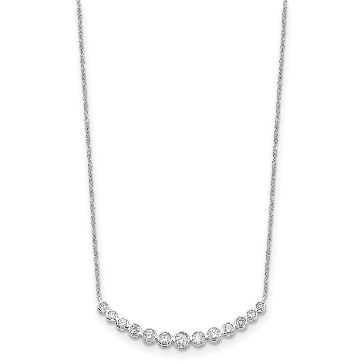 Lab-Grown Diamond Curved Bar Necklace in 14K White Gold (3/4 ct. tw.), 18 Inch - Sophia Jewelers