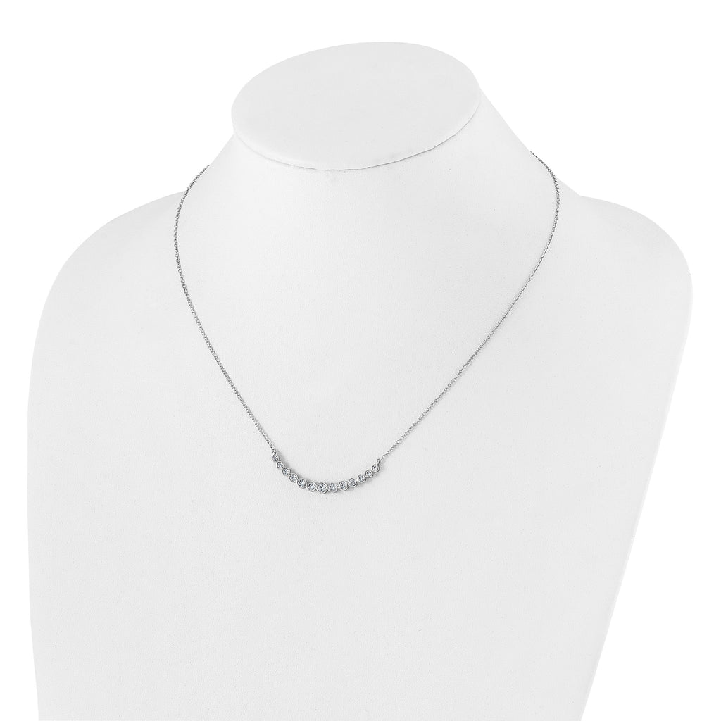 Lab-Grown Diamond Curved Bar Necklace in 14K White Gold (3/4 ct. tw.), 18 Inch - Sophia Jewelers