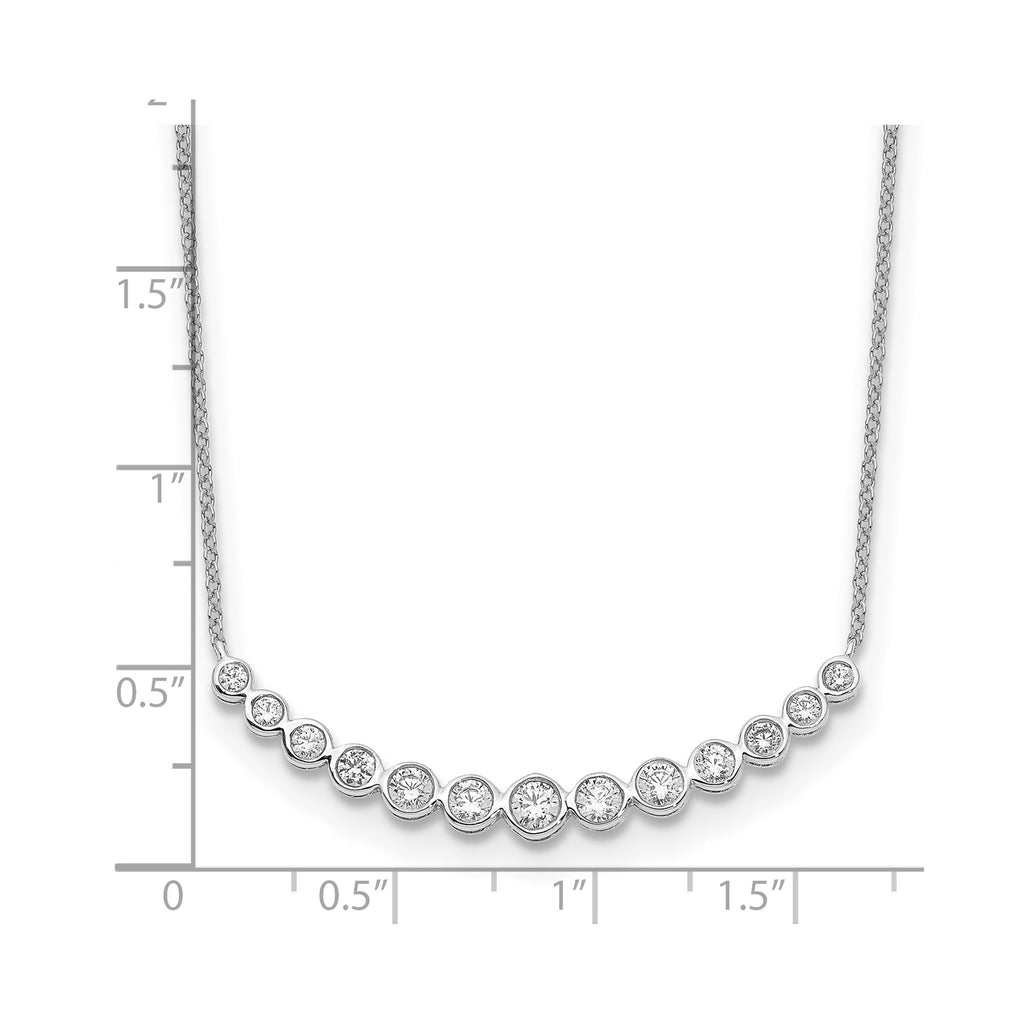 Lab-Grown Diamond Curved Bar Necklace in 14K White Gold (3/4 ct. tw.), 18 Inch - Sophia Jewelers