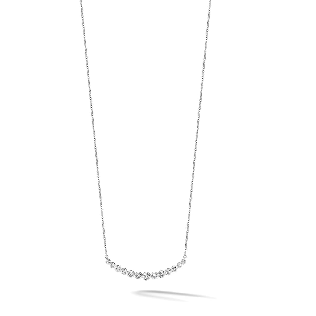Lab-Grown Diamond Curved Bar Necklace in 14K White Gold (3/4 ct. tw.), 18 Inch - Sophia Jewelers