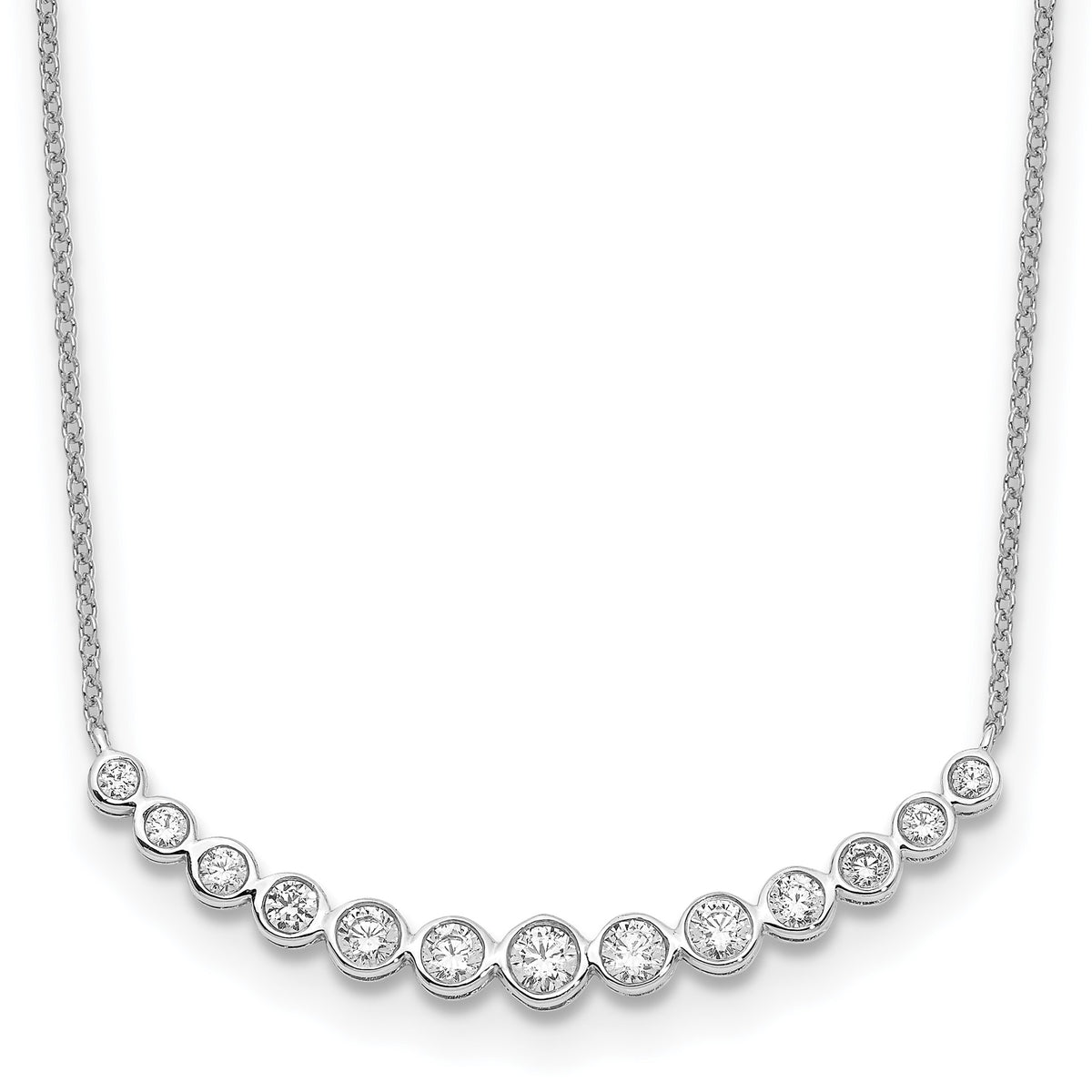 Lab-Grown Diamond Curved Bar Necklace in 14K White Gold (3/4 ct. tw.), 18 Inch - Sophia Jewelers Main image