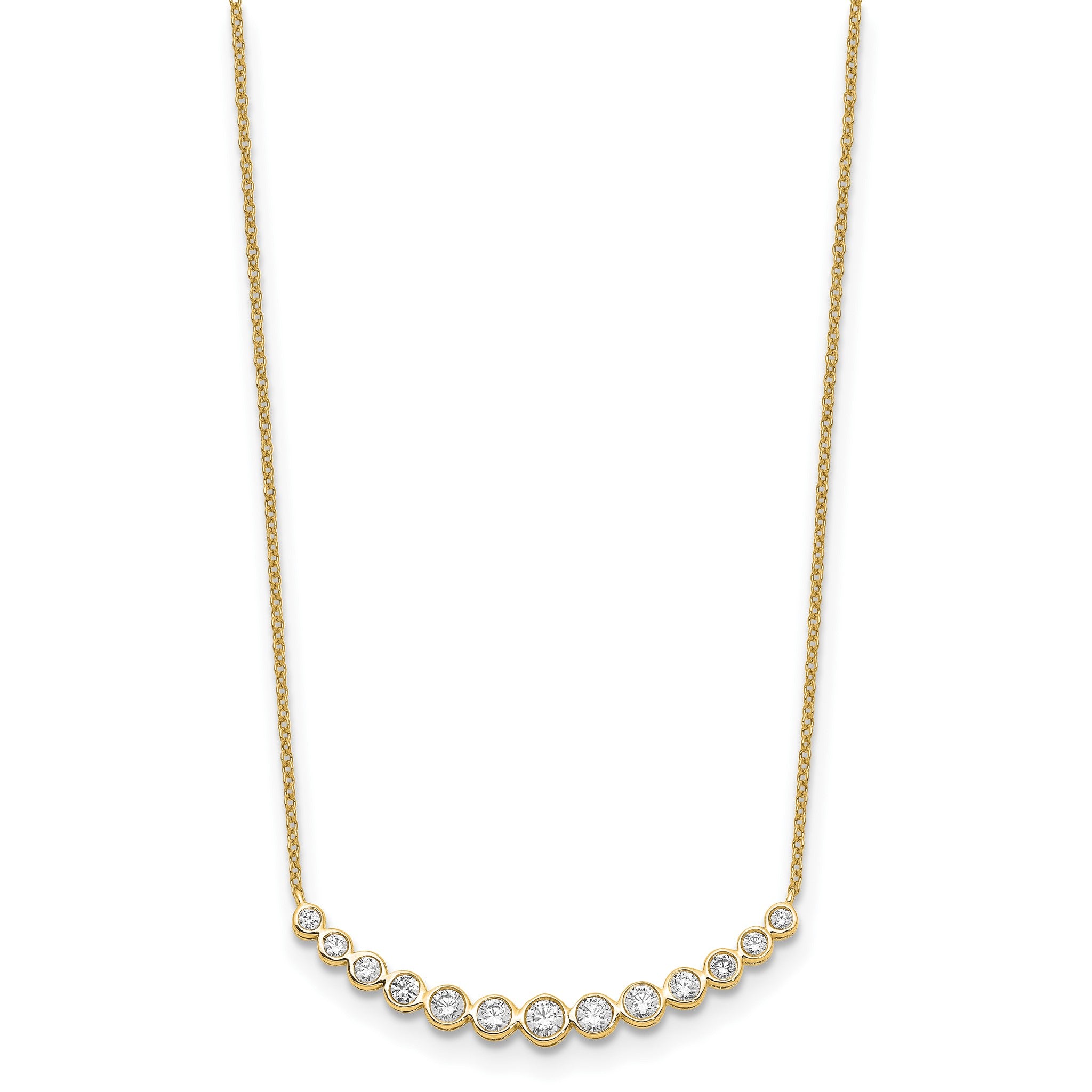 Lab-Grown Diamond Curved Bar Necklace in 14K Yellow Gold (3/4 ct. tw.), 18 Inch Secondary image
