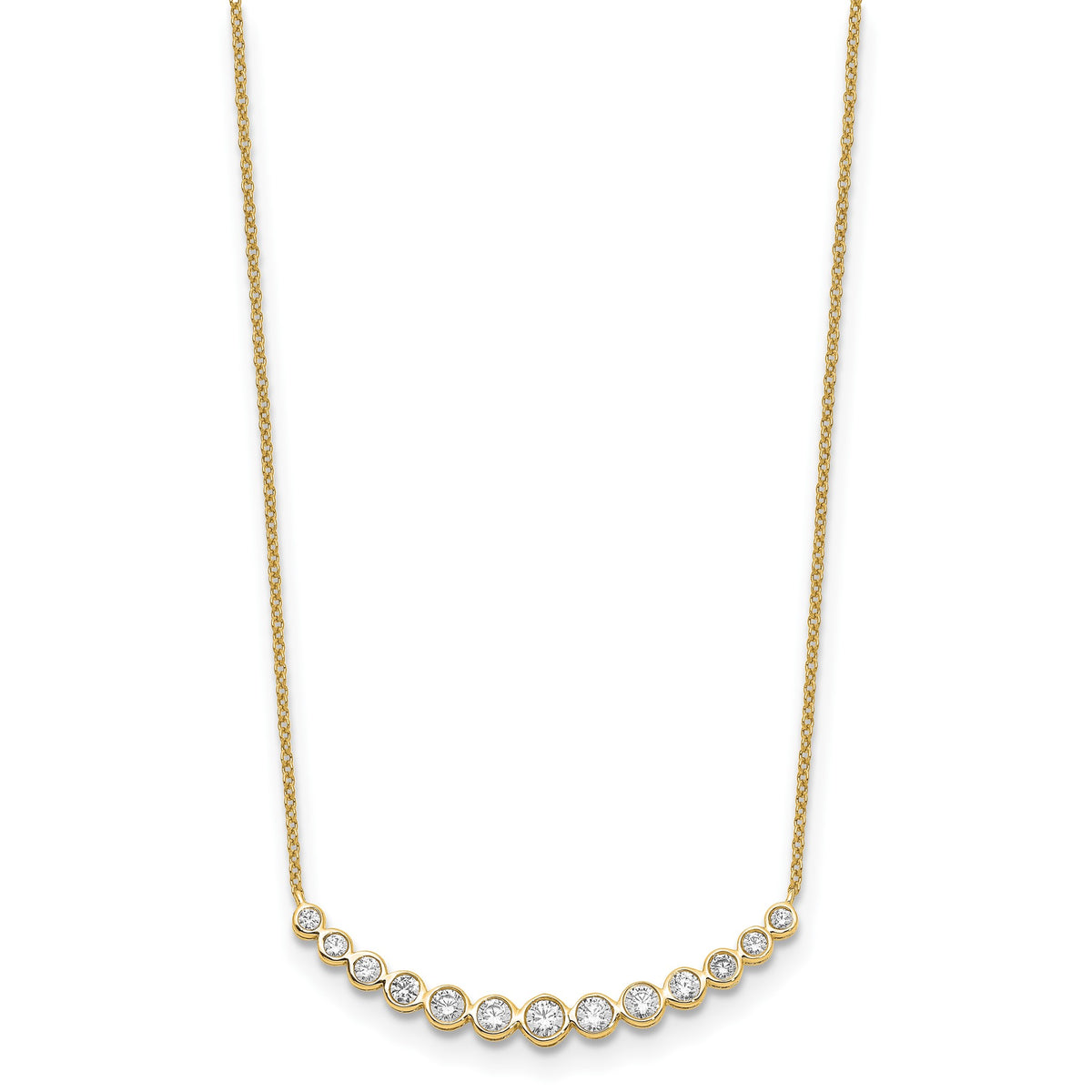 Lab-Grown Diamond Curved Bar Necklace in 14K Yellow Gold (3/4 ct. tw.), 18 Inch - Sophia Jewelers