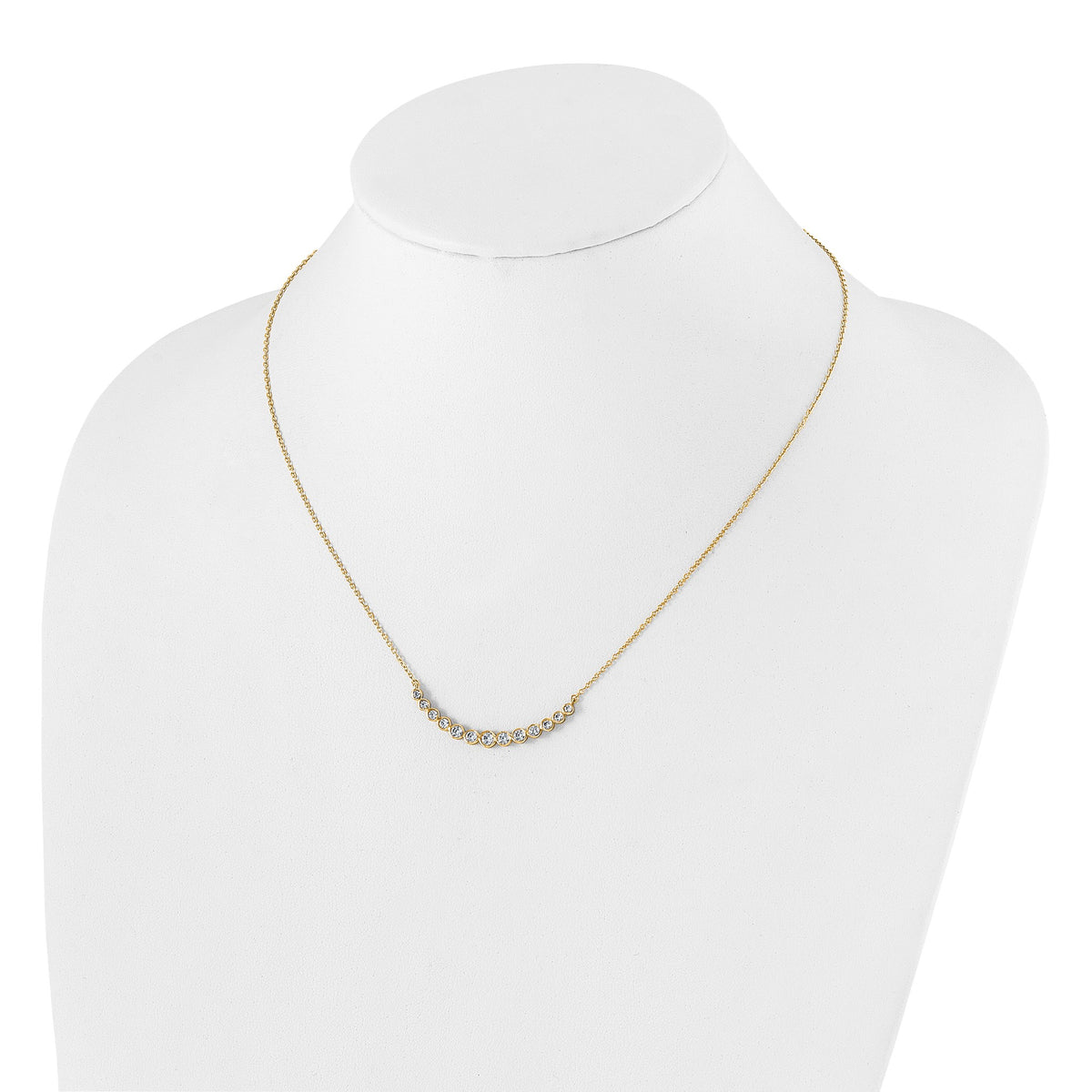 Lab-Grown Diamond Curved Bar Necklace in 14K Yellow Gold (3/4 ct. tw.), 18 Inch - Sophia Jewelers