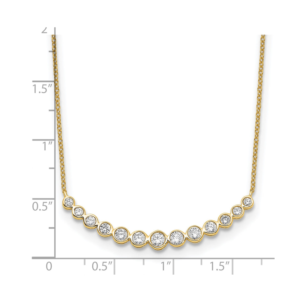 Lab-Grown Diamond Curved Bar Necklace in 14K Yellow Gold (3/4 ct. tw.), 18 Inch - Sophia Jewelers