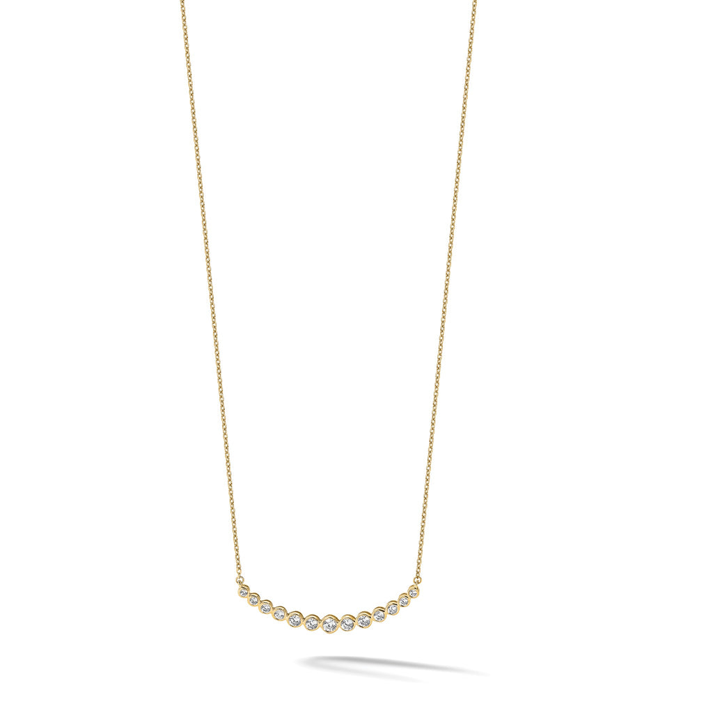 Lab-Grown Diamond Curved Bar Necklace in 14K Yellow Gold (3/4 ct. tw.), 18 Inch - Sophia Jewelers