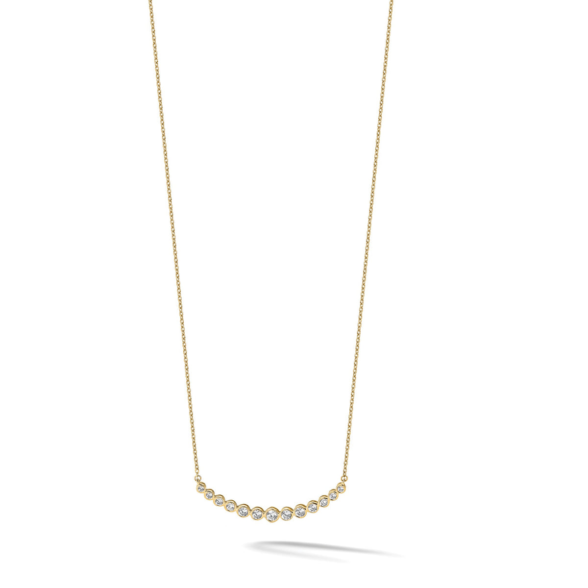 Lab-Grown Diamond Curved Bar Necklace in 14K Yellow Gold (3/4 ct. tw.), 18 Inch - Sophia Jewelers