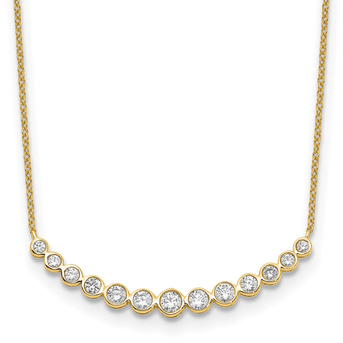 Lab-Grown Diamond Curved Bar Necklace in 14K Yellow Gold (3/4 ct. tw.), 18 Inch - Sophia Jewelers Main image