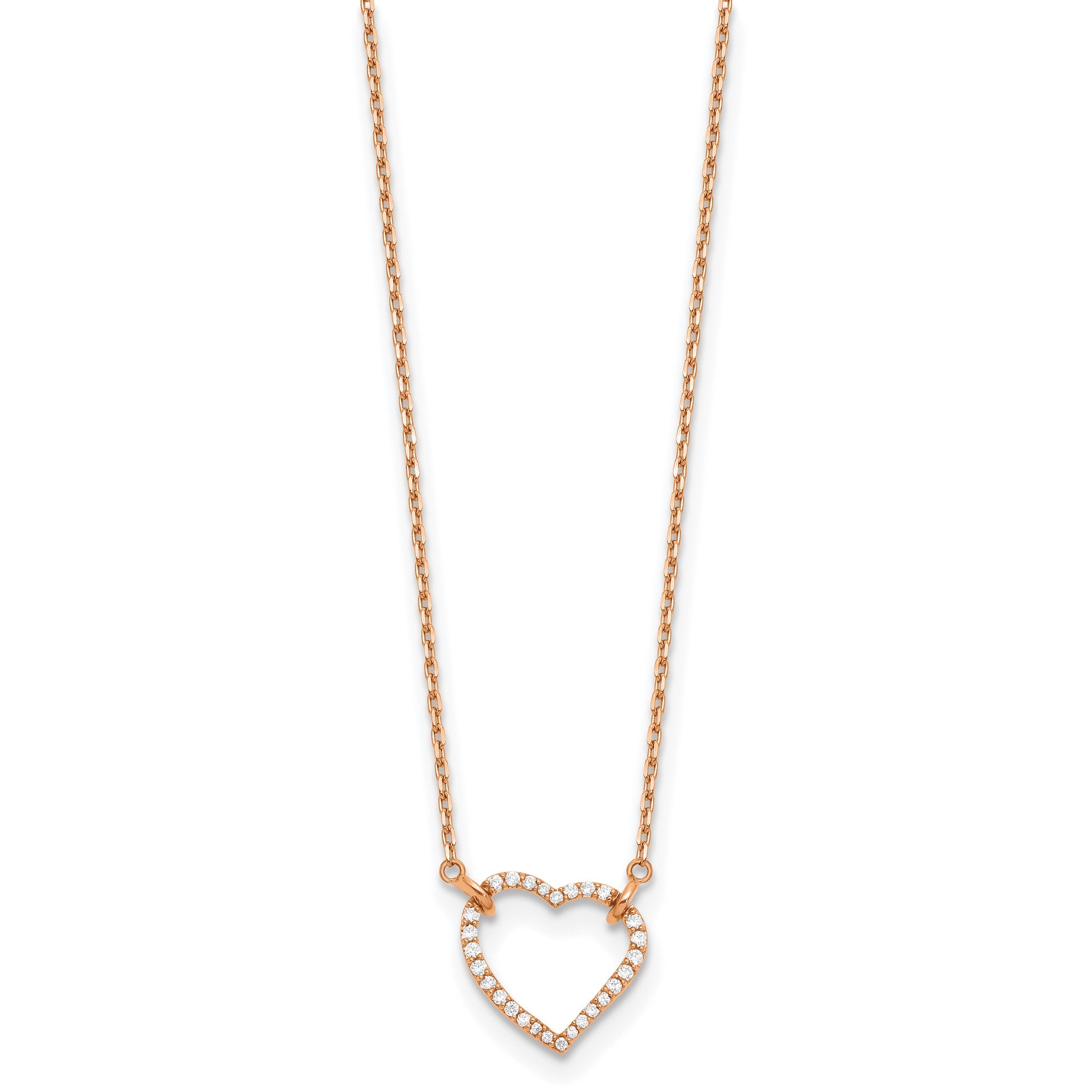 Lab-Grown Diamond Hearts Necklace in 14K Rose Gold (1/5 ct. tw.), 18 Inch Secondary image