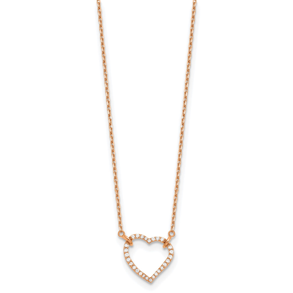 Lab-Grown Diamond Hearts Necklace in 14K Rose Gold (1/5 ct. tw.), 18 Inch - Sophia Jewelers