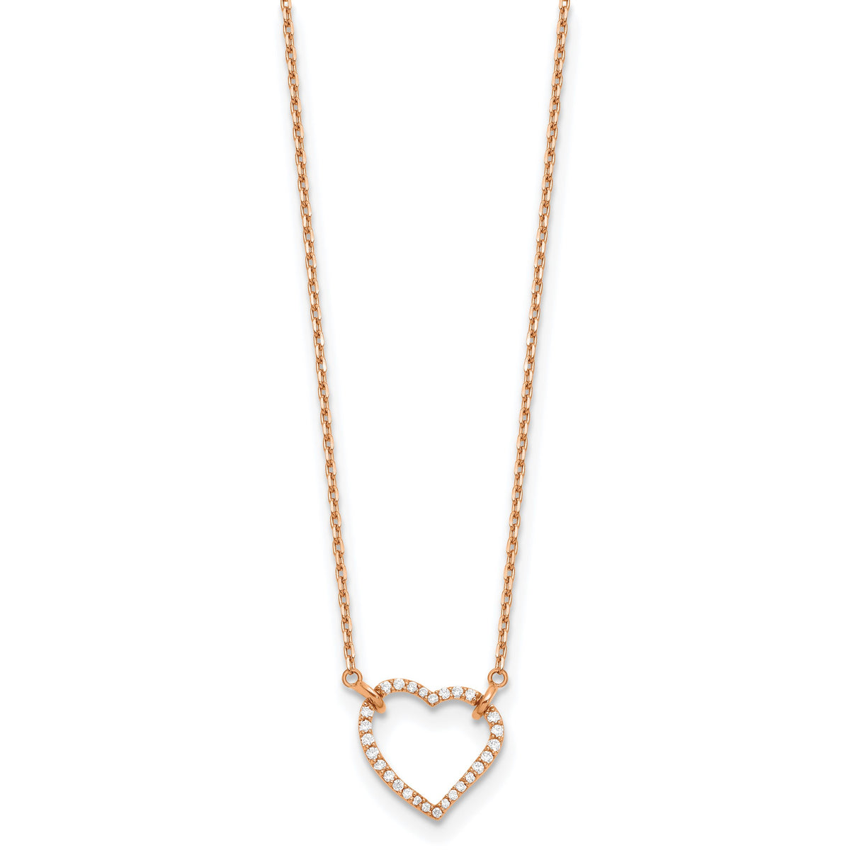 Lab-Grown Diamond Hearts Necklace in 14K Rose Gold (1/5 ct. tw.), 18 Inch - Sophia Jewelers