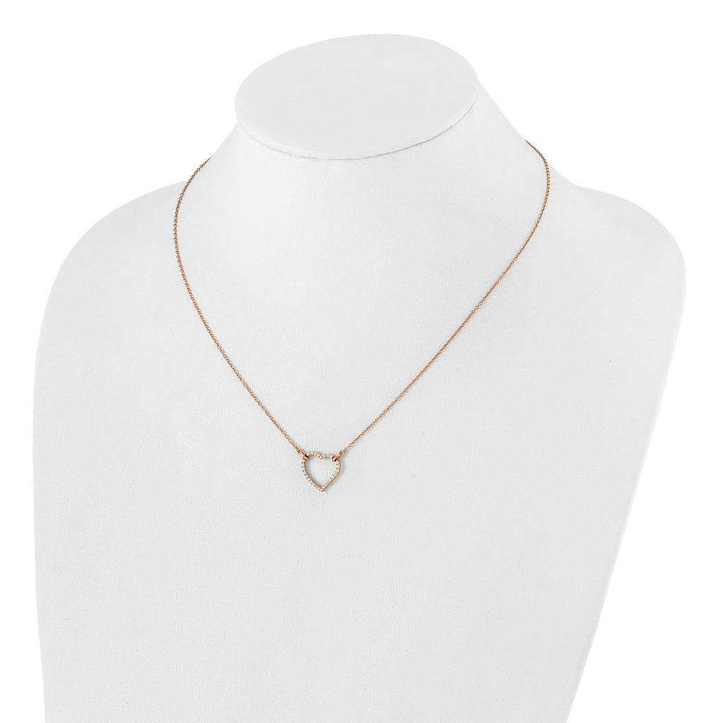 Lab-Grown Diamond Hearts Necklace in 14K Rose Gold (1/5 ct. tw.), 18 Inch - Sophia Jewelers