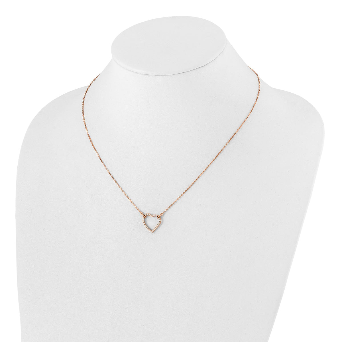 Lab-Grown Diamond Hearts Necklace in 14K Rose Gold (1/5 ct. tw.), 18 Inch - Sophia Jewelers
