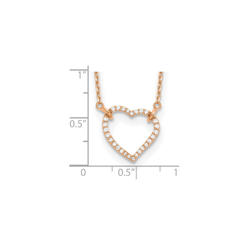 Lab-Grown Diamond Hearts Necklace in 14K Rose Gold (1/5 ct. tw.), 18 Inch - Sophia Jewelers