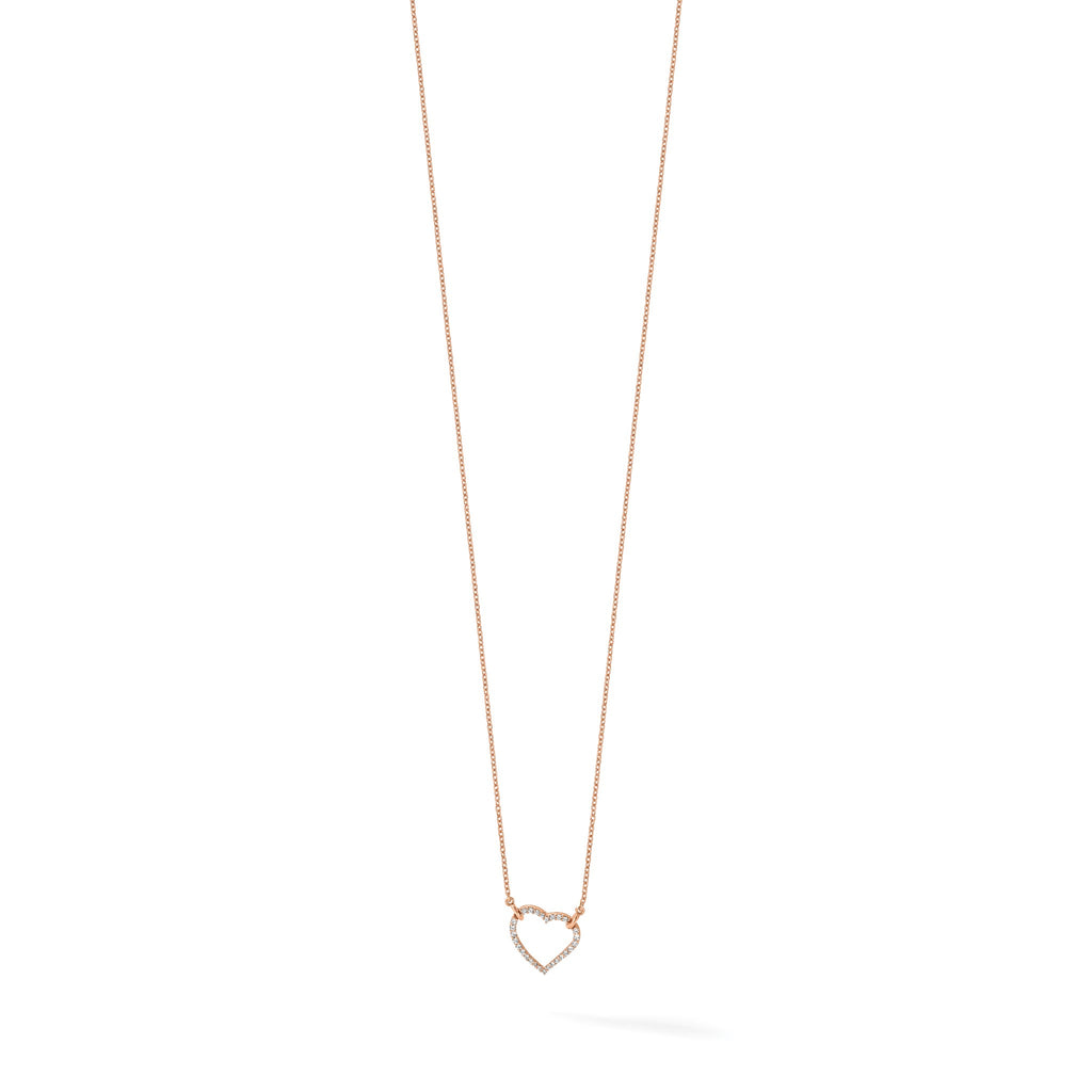 Lab-Grown Diamond Hearts Necklace in 14K Rose Gold (1/5 ct. tw.), 18 Inch - Sophia Jewelers