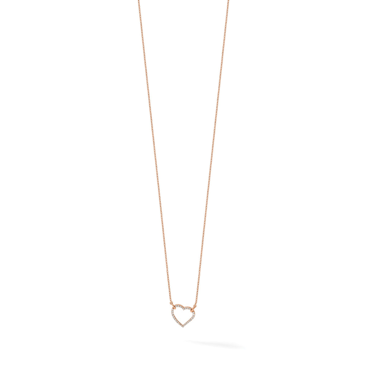 Lab-Grown Diamond Hearts Necklace in 14K Rose Gold (1/5 ct. tw.), 18 Inch - Sophia Jewelers