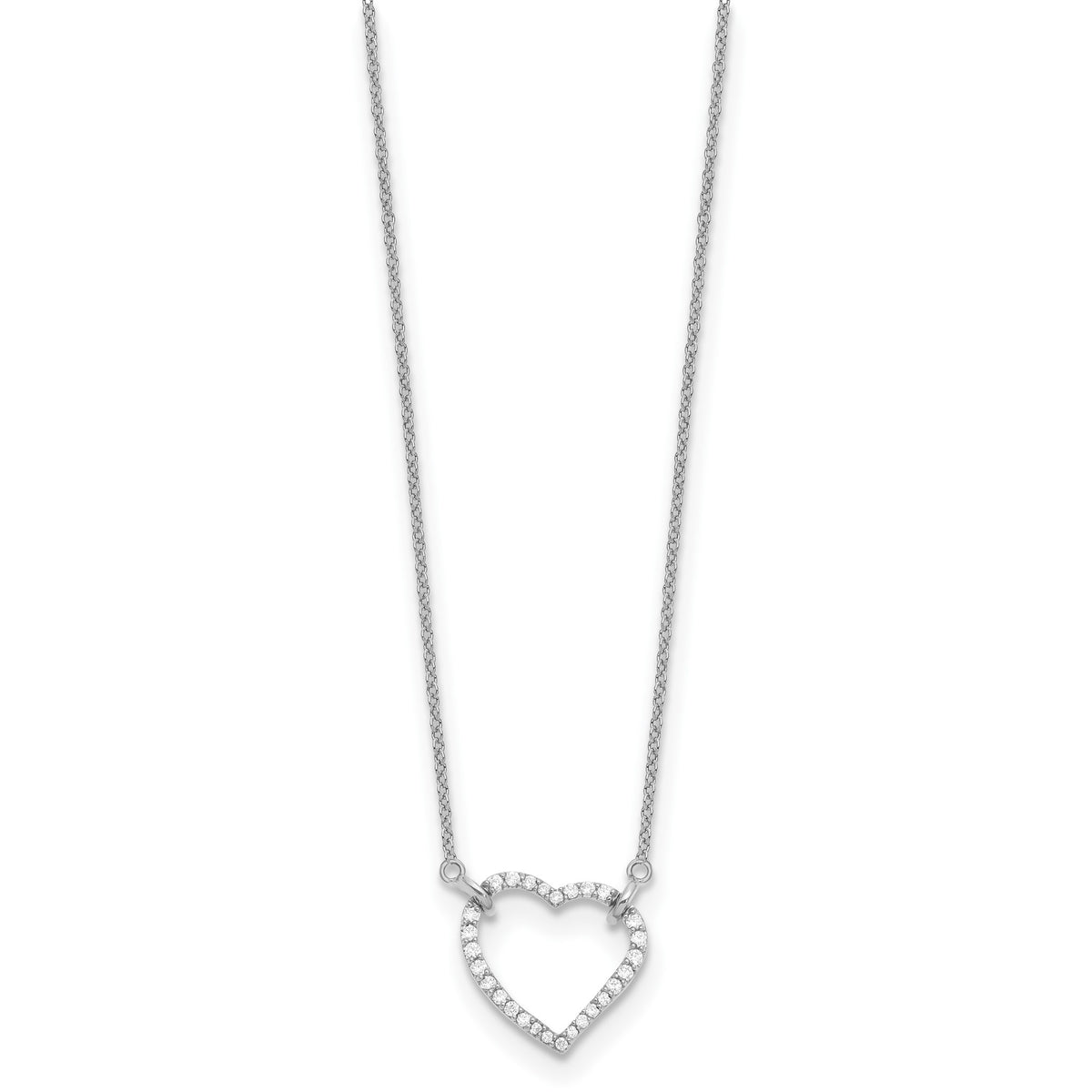 Lab-Grown Diamond Hearts Necklace in 14K White Gold (1/5 ct. tw.), 18 Inch - Sophia Jewelers