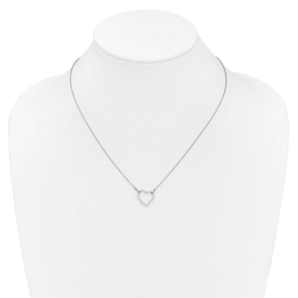 Lab-Grown Diamond Hearts Necklace in 14K White Gold (1/5 ct. tw.), 18 Inch - Sophia Jewelers